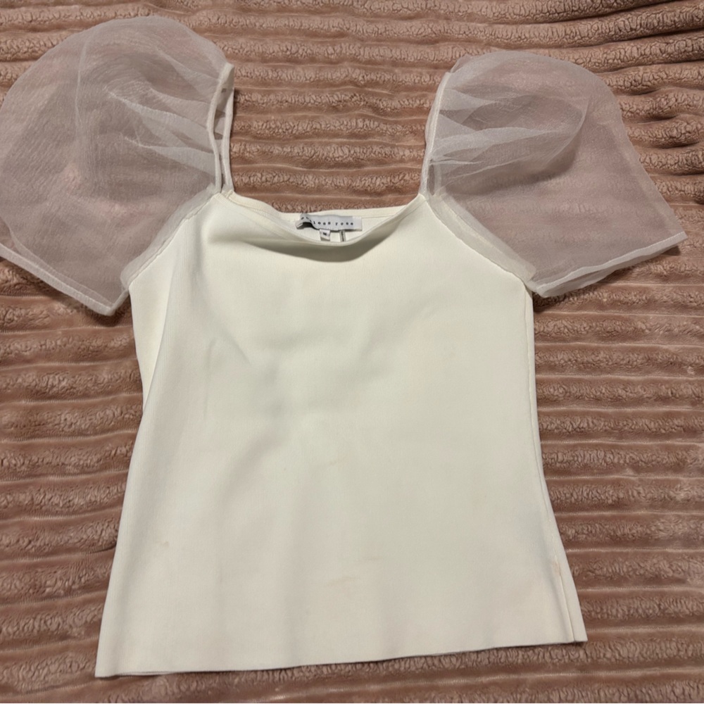 Endless Rose Cream Blouse with Puff Sleeves